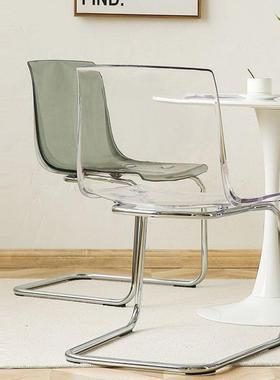 现简约透明CBQ椅子设计师亚克力红托亚斯餐椅家餐用网创代意靠背