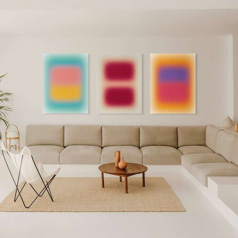 创意客厅极简抽象色块装饰画儿童房卧室糖果色渐变艺术挂画图片