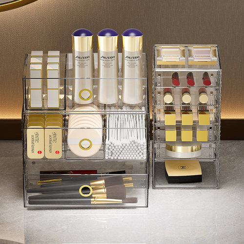 镜柜轻奢化妆品收纳盒家用抽屉式置物架防尘面膜口红分格储物盒子
