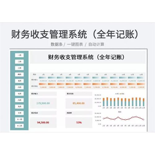 财务收支excel表格模板系统支出收入明细记账管理会计做账报表对