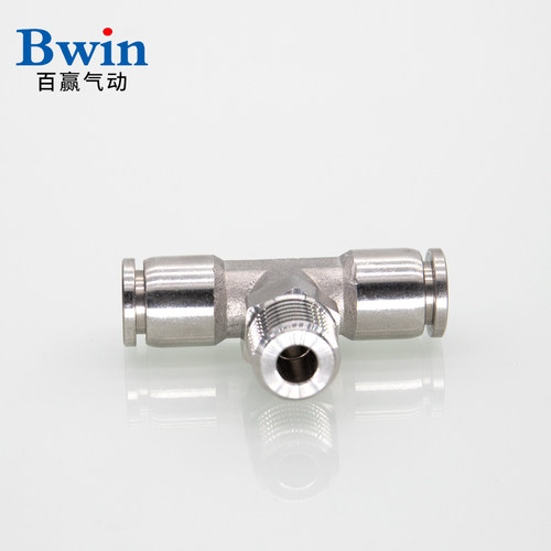 304不锈钢快插PU气管三通中部外螺纹接头BKC-PB4/6/8/10/12-01/02