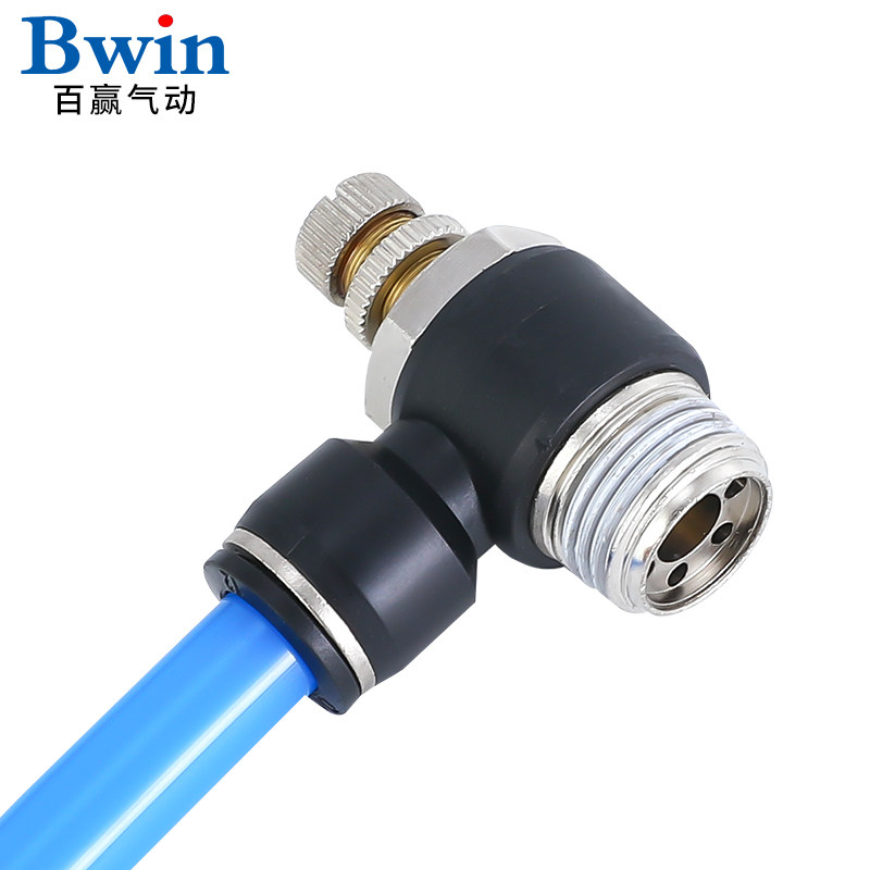 气动精品黑色调速节流阀SL4 SL6 SL8 SL10 SL12-M5/01/02/03/04