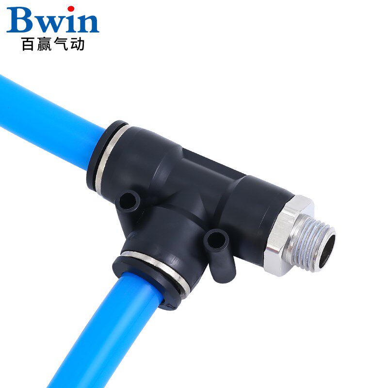 精品黑色气管接头T侧型PD三通接头4-M5/6-01/8-02/10-03/12-04