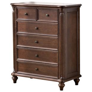 美式全实木六斗柜乡村复古风格客厅靠墙边柜卧室收纳储物柜子