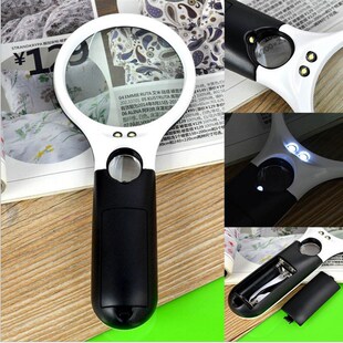 带灯光双镜手持放大镜 45倍LED高清阅读老人学生看书读报家用便携