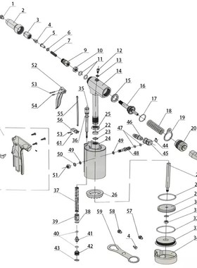 安字牌PT5000气动铆钉枪配件三爪枪头弹簧外套筒拉钉枪抽芯铆钉枪