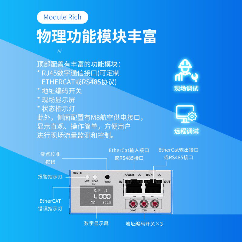 芯笙MFC气体质量流量计数显流量控制器MEMS半导体真空镀膜S300