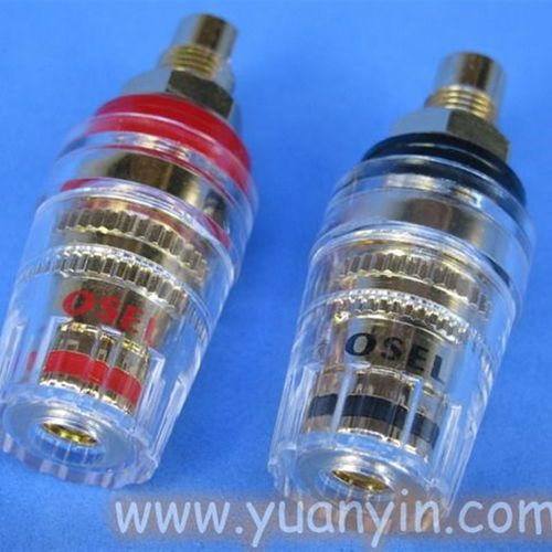 高品质纯铜镀金OSEL功放插座 机箱输出座水晶透明接线柱(每只)