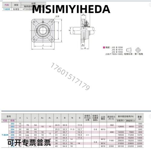 带座轴承 带方型座 BDR201/202/203/204/205/206/207/208/209/210