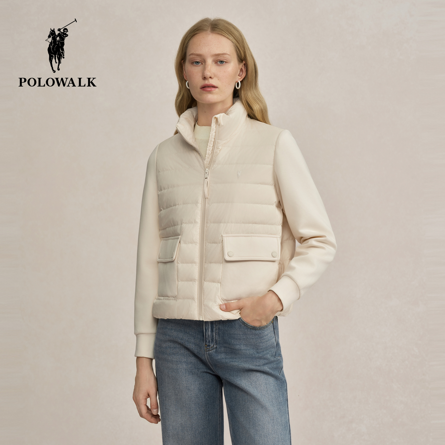 POLOWALK女士立领保排骨羽绒服