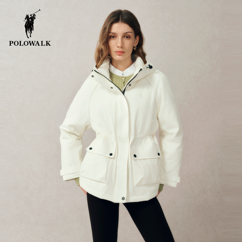 POLOWALK女士羽绒服中长款连帽