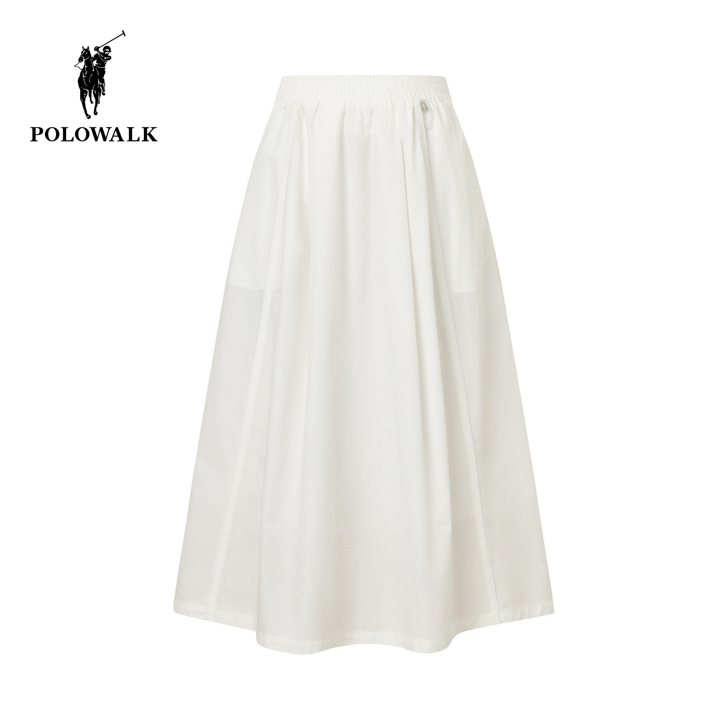 POLOWALK女士半身裙2026春夏新款简约白色松紧腰A字中长
