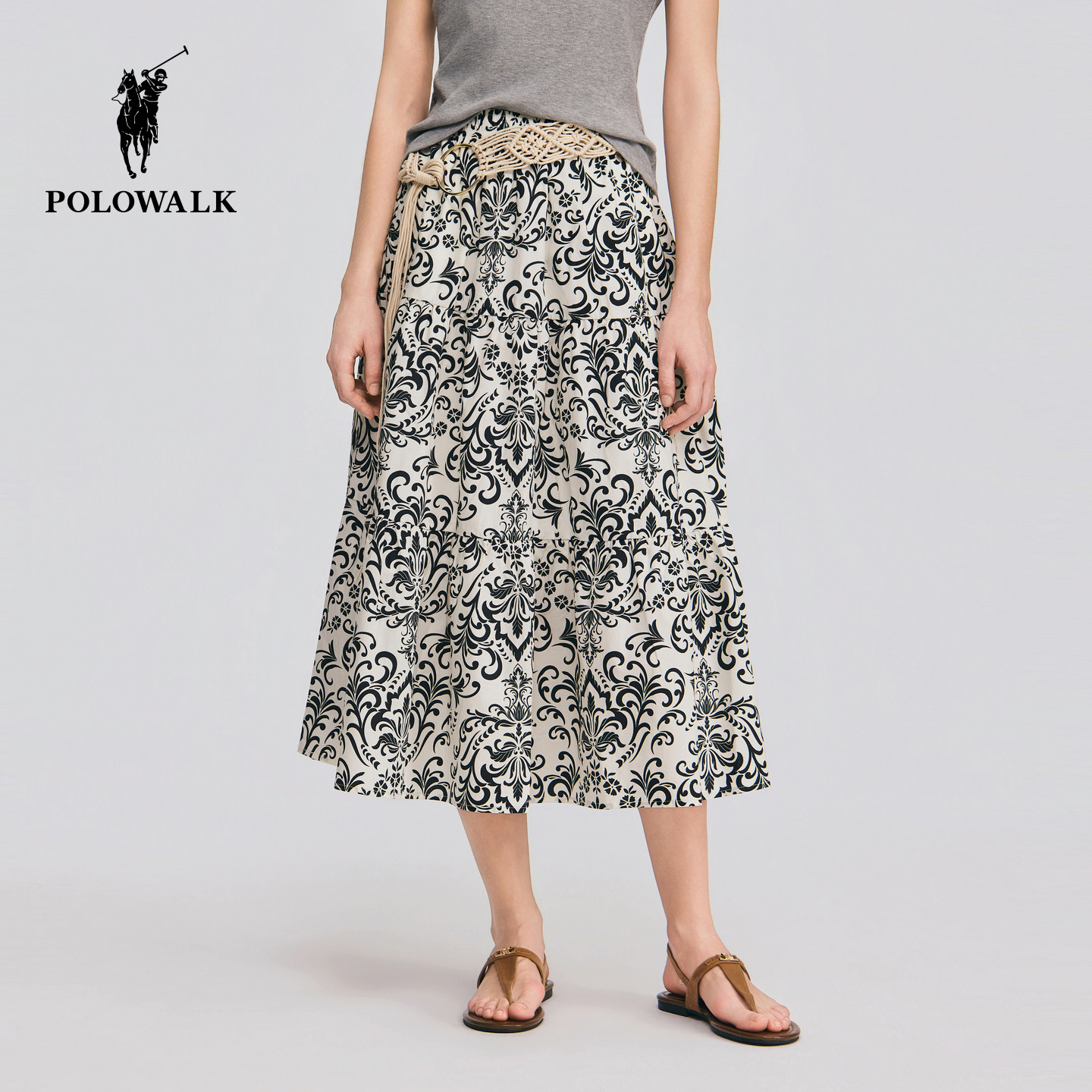 【100%棉】POLOWALK女装2026春夏新款女士半身裙气质百搭碎花裙