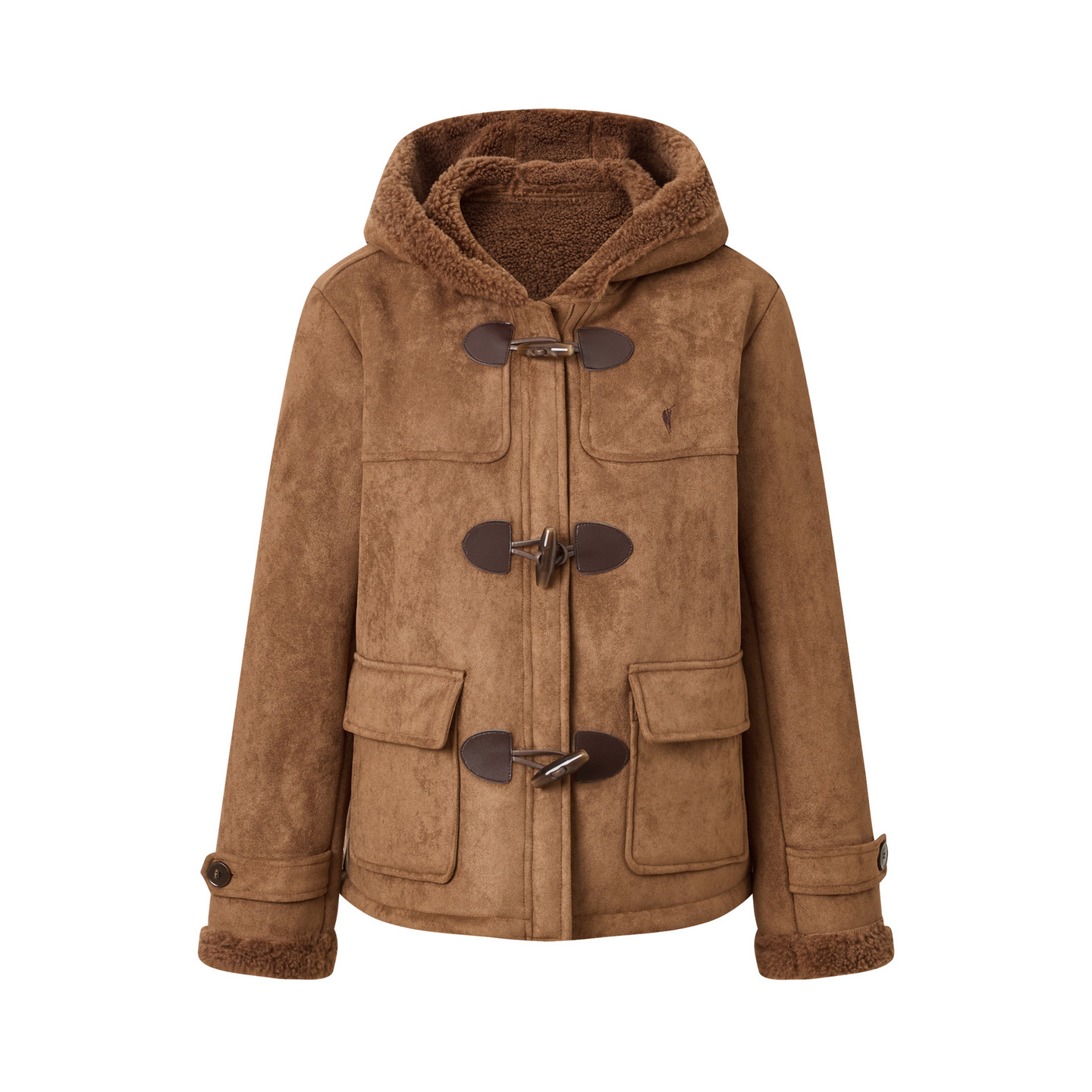 POLOWALK女士外套2025冬季新款复古加绒连帽羊角扣外套时尚女装,女装/女士精品,短外套,淘宝优惠券,粉丝福利购,淘宝优惠卷