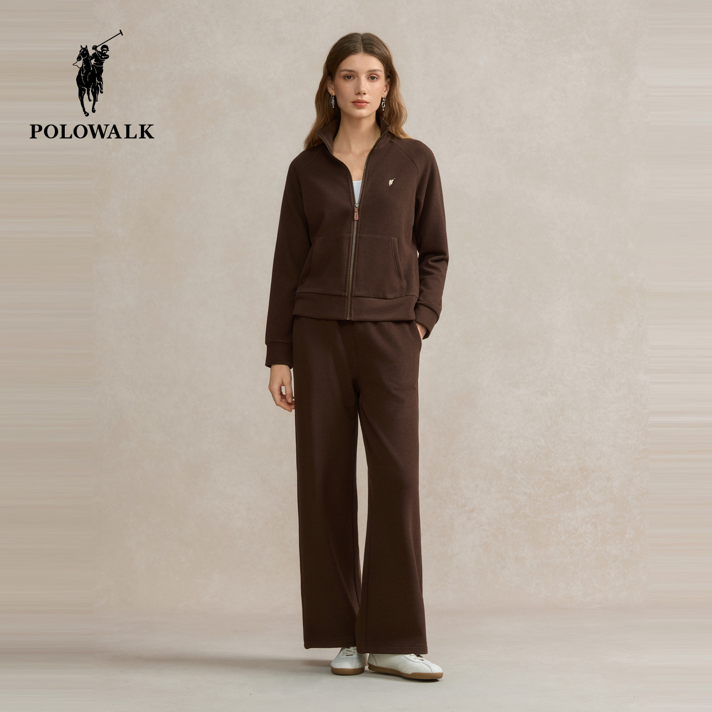 【特惠】POLOWALK女士卫衣2025秋冬立领通勤女装休闲外套裤子