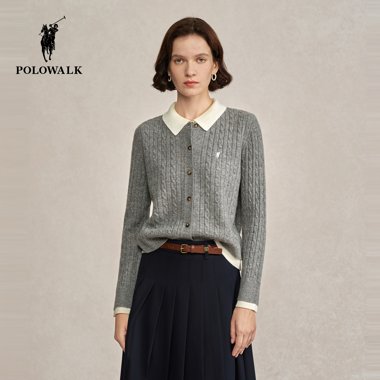 POLOWALK女士羊毛衫翻领毛衣