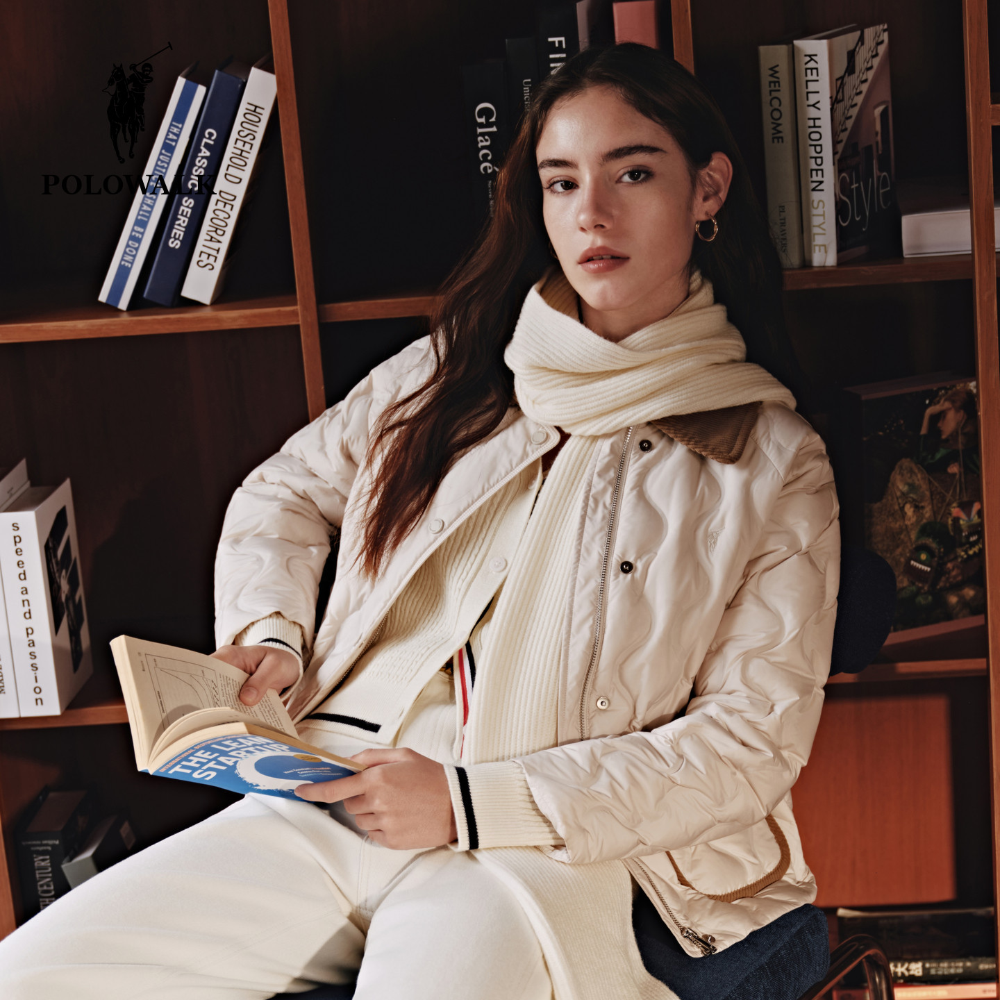 POLOWALK女装羽绒服2025冬季轻薄羽绒服翻领保暖外套巴恩时尚上衣