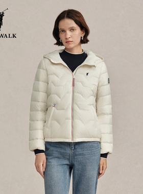 POLOWALK女装羽绒服2025冬季新款轻薄羽绒服排骨连帽保暖外套冬装