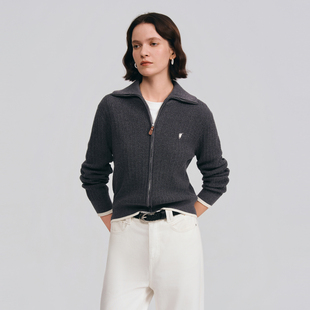 休闲翻领百搭通勤开衫 POLOWALK女士长袖 新款 2026春季 毛衣 针织衫