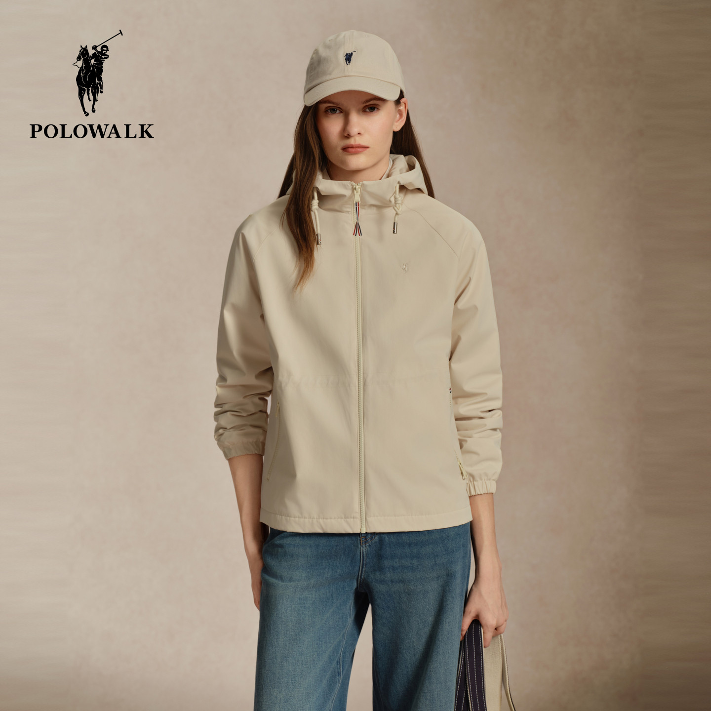 POLOWALK女装连帽拉链工装外套