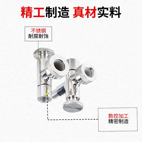 304不锈钢丝扣快装液位计水箱用卡箍式玻璃管道水位计卫生级考克