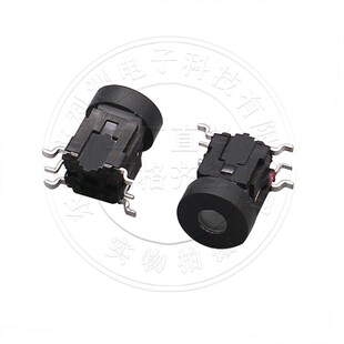 贴片带灯按键开关6*6*10.2红光带黑帽环保轻触按键贴片厂家直销