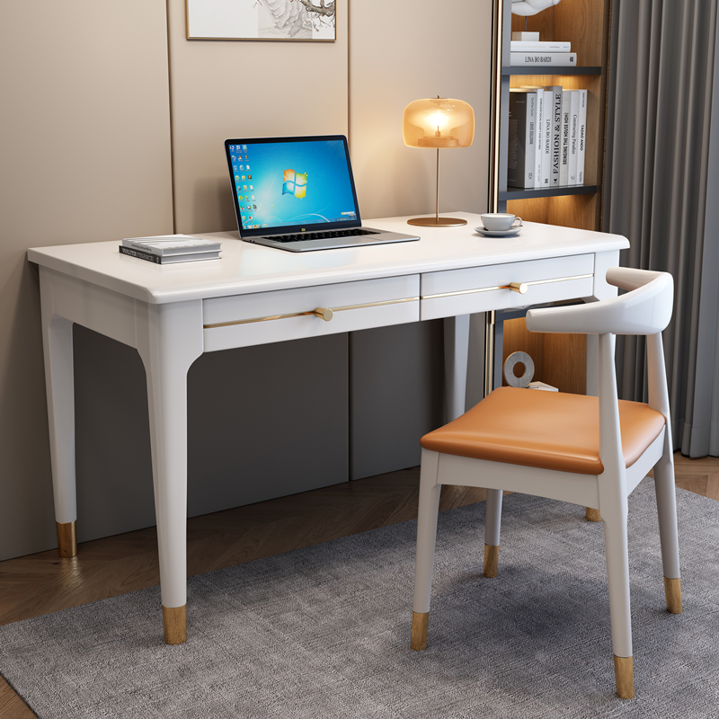 实木书桌小学生家用笔记本台式电脑桌椅套装卧室简约现代办公桌子
