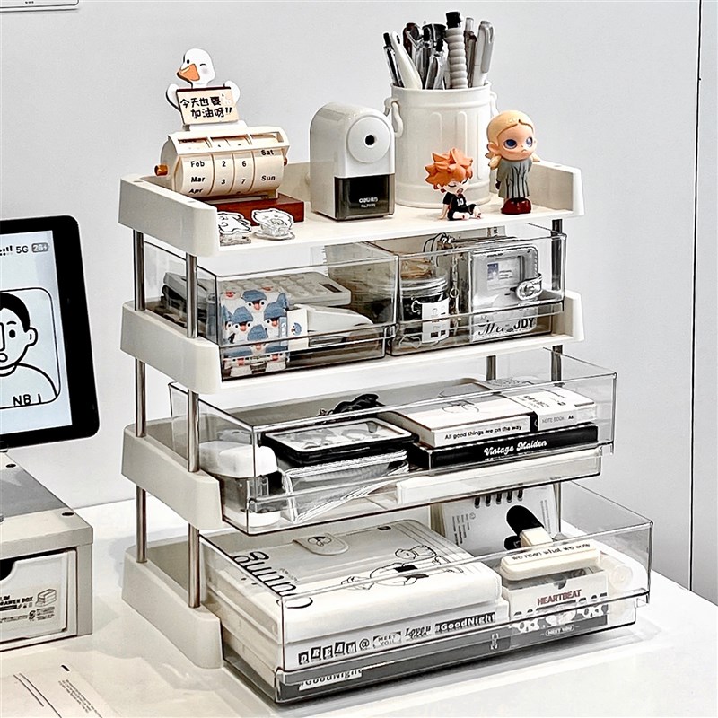 文具收纳盒书桌h办公室杂物抽屉式分类整理置物架学生宿舍桌面好