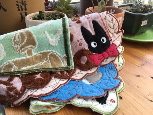 日单卡通动漫周边l刺绣小毛巾擦汗方巾手帕手巾洗脸抹汗忱心忱现