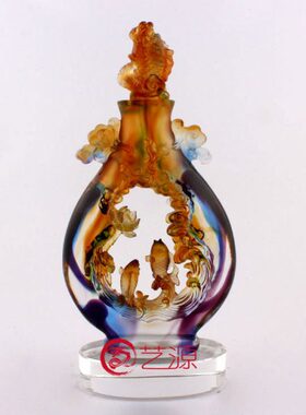 琉璃摆件超越荷花宝瓶创意家居饰品朋友同事乔迁开业生日礼品礼物