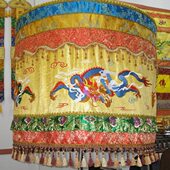 福慧了尘布艺装 饰大殿法会焰口禅修绣品黄龙伞华盖1米暗花宝盖