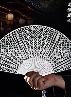 7寸全金属合金精钢不锈钢古风折扇小巧便携随身折叠龙鳞暗器扇子