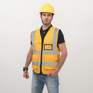 反光背心马甲可印字多口袋燕尾黄色交通施工安全服骑行汽车反光衣
