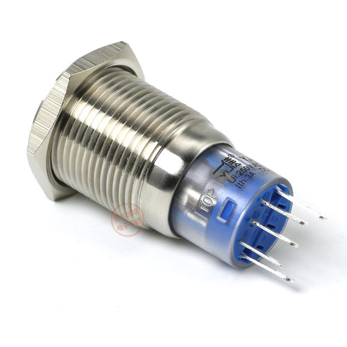 一佳GQ19-11DZP不锈钢金属电源按钮开关自锁带灯符号19mm220V24V