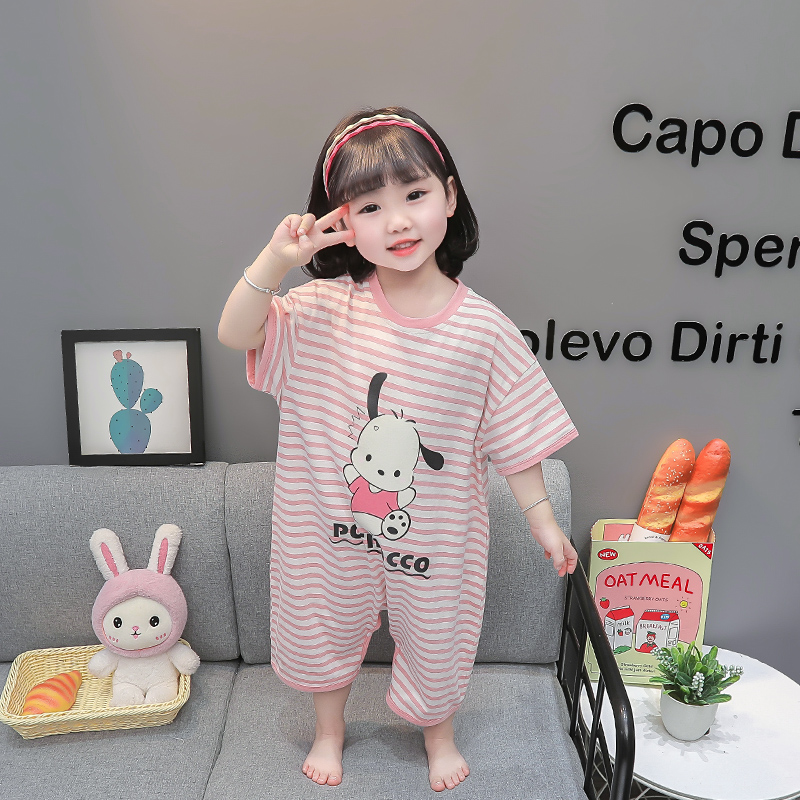 女童连体睡衣夏季薄款女宝宝x卡通家居服可爱睡袋儿童防着凉空调
