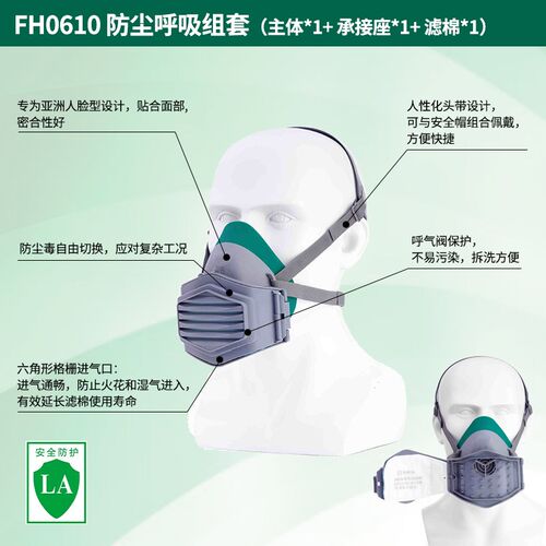 世达TPE防尘呼吸组套防工业粉尘灰尘透气口鼻罩装修打磨防护面罩