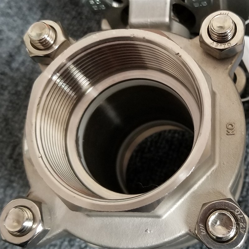 Q611F-16P高温不锈钢气动三片式丝扣口球阀阀门DN15 20 25 32 40