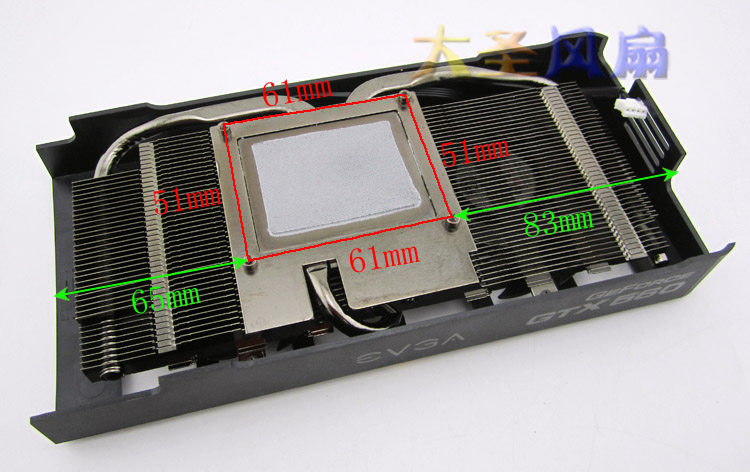 EVGA GTX560 热管显卡散热器 静音双风扇 镀镍不氧化 孔距51*61mm