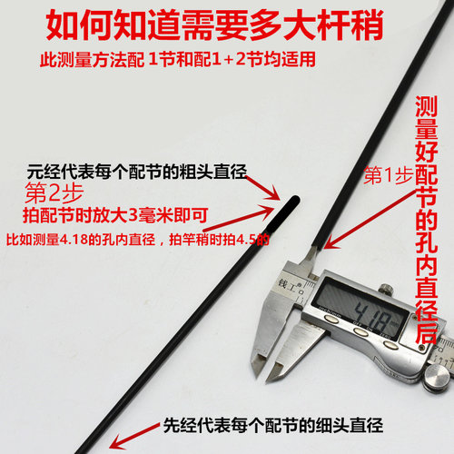 90厘米空心手竿台钓一节竿稍竿配节碳素杆稍中通竿改装鱼竿尖配件