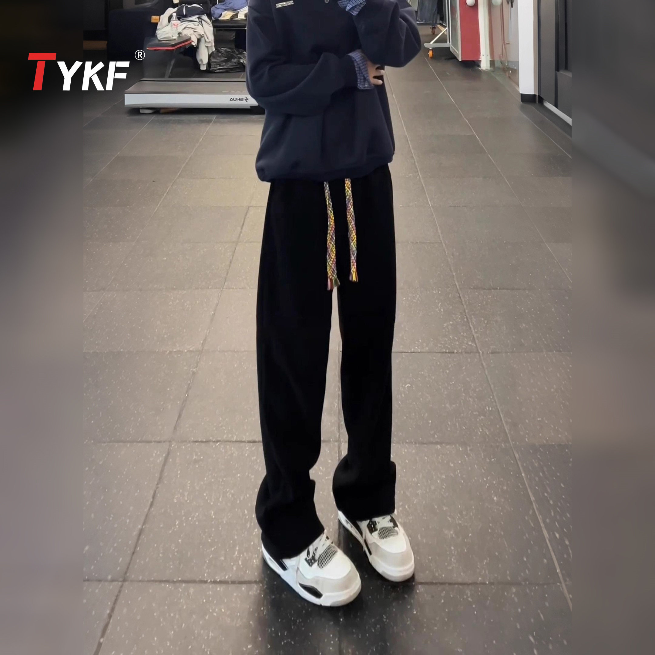 美式黑色麦穗纹休闲裤男士2025新款秋冬季男裤加绒加厚运动裤男款,男装,休闲裤,淘宝优惠券,粉丝福利购,淘宝优惠卷