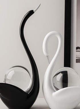 水晶球情侣天鹅摆件装饰品现代简约轻奢家居玄关S客厅酒柜乔迁礼