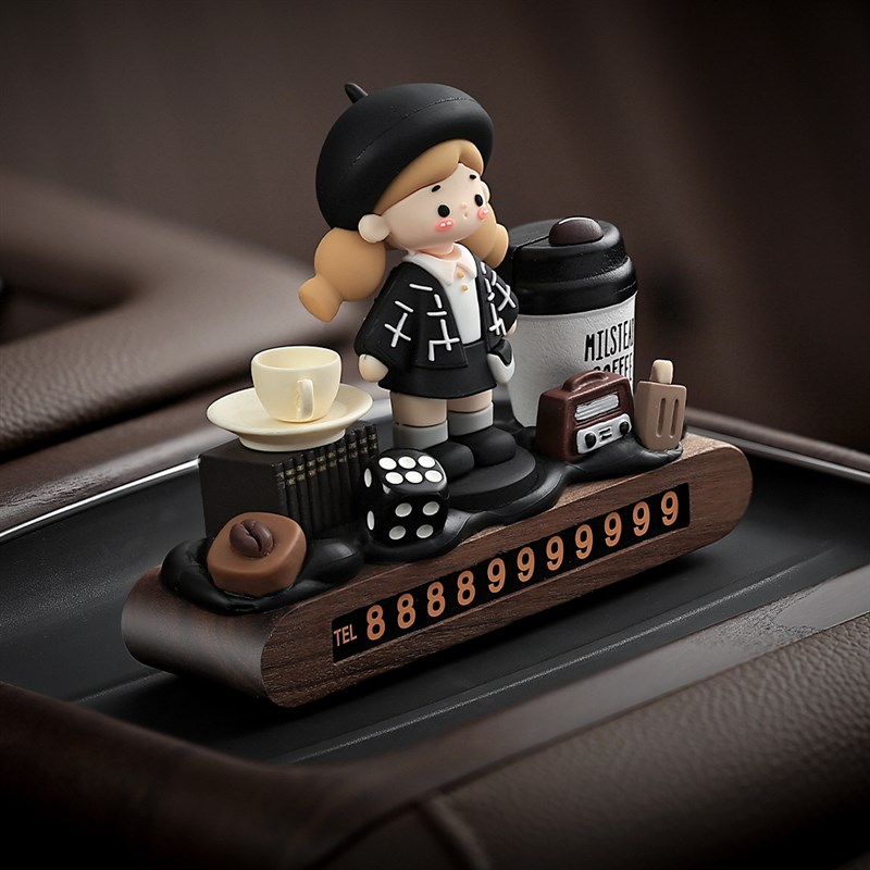 小野时光汽车临时停n车挪车电话号码牌车载女高档摆件装饰用品大