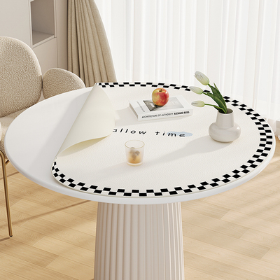 轻奢高级感皮g革圆形桌垫小茶几垫子桌面圆桌桌布免洗防水防油餐