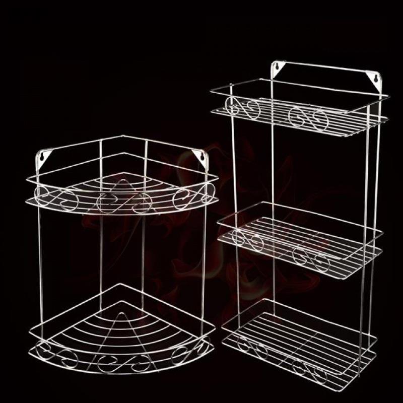 置物架不锈钢多层免打孔浴室三角架23卫J生间转角洗手间厨房壁挂