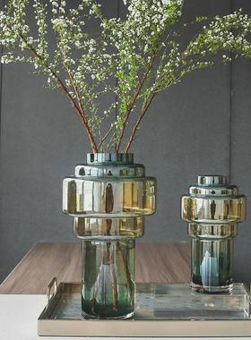 视远北欧风透明玻璃花瓶高级感轻奢创H意现代花器电镀插花家居摆