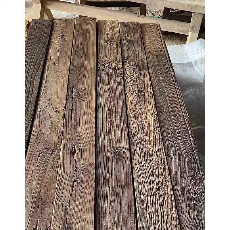 老榆木门板旧木板原木大板吧台民A宿覆古桌子茶桌茶台风化木板定