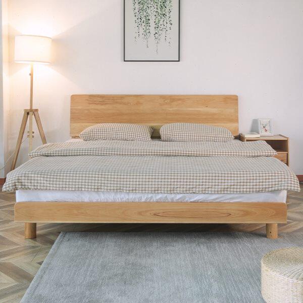 日式全实木侘寂风床主卧纯柏木悬浮床现代简约风双人床小户型家具