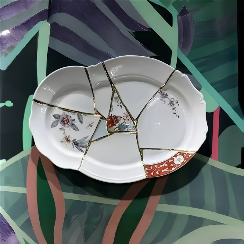 sele同款金g缮系列大盘大鱼盘装饰盘长盘拼接盘高级感白瓷摆盘挂