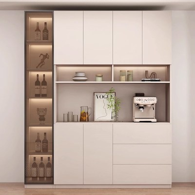 全实木餐边柜高柜酒柜一体靠墙玄关柜储物K茶水柜厨房多功能收纳