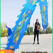 舞龙彩带健身龙广场舞手甩龙身中老年人耍龙头道具运动表演中国龙